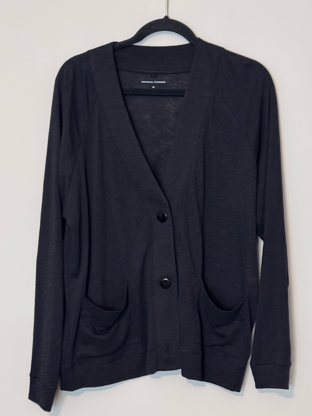 Universal Standard Black Slub Knit Oversized Cardigan XS Pockets